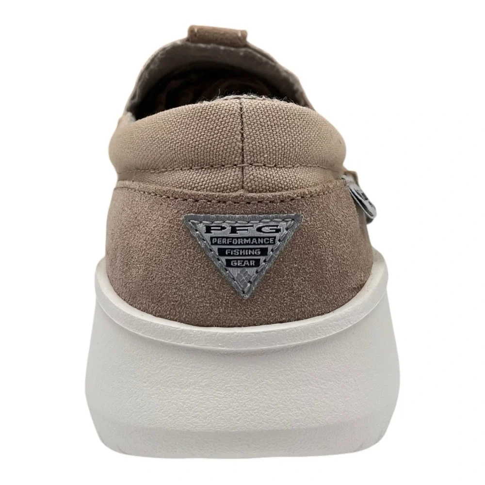 Columbia Men's PFG Boatside Slip On Boat Shoes Size 9 Beige Tan Canvas Upper